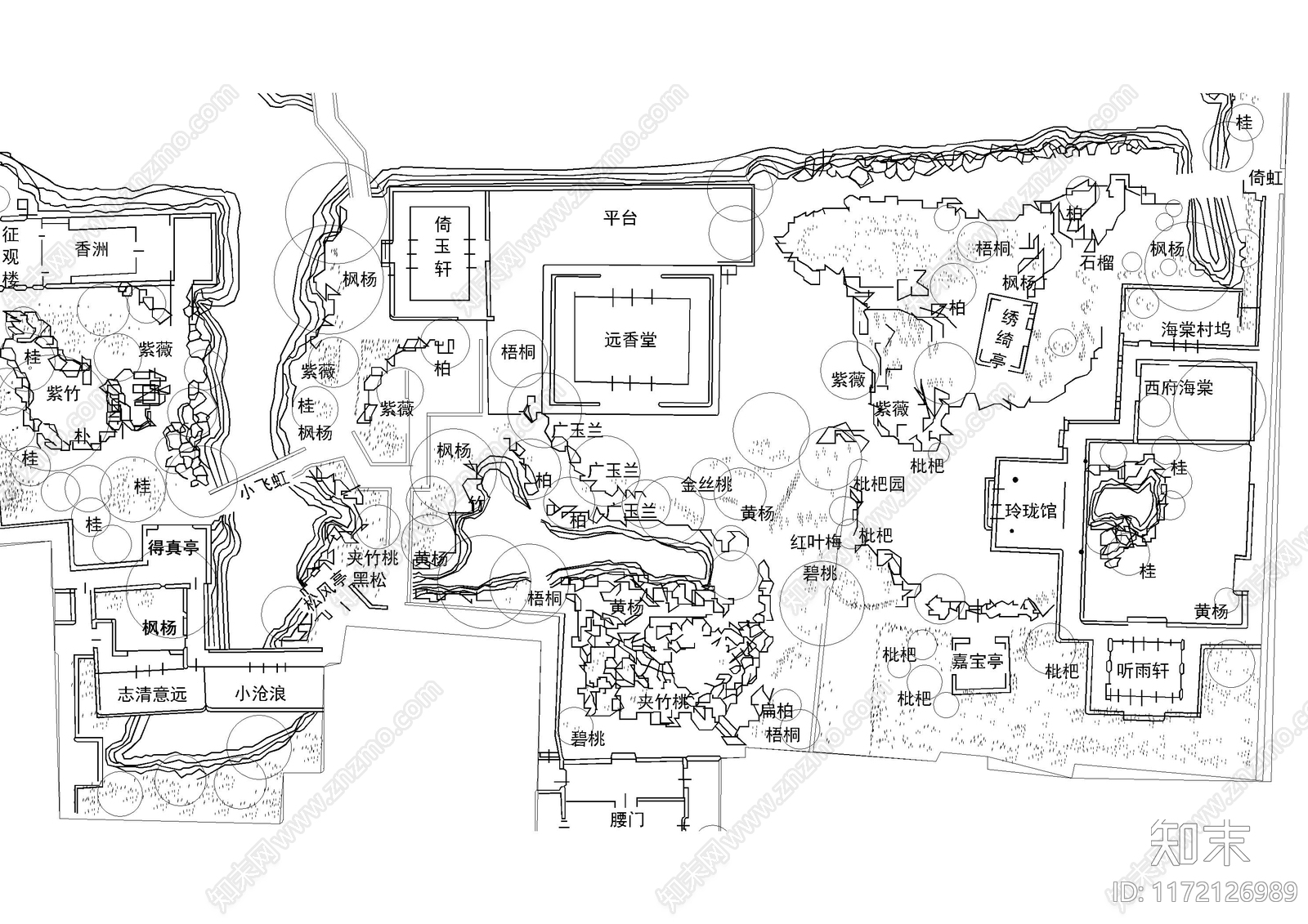 景观平面图cad施工图下载【ID:1172126989】