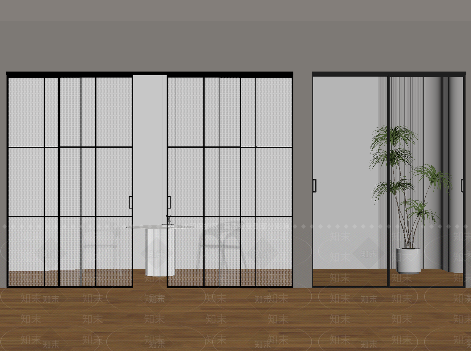 现代推拉门SU模型下载【ID:1172127137】