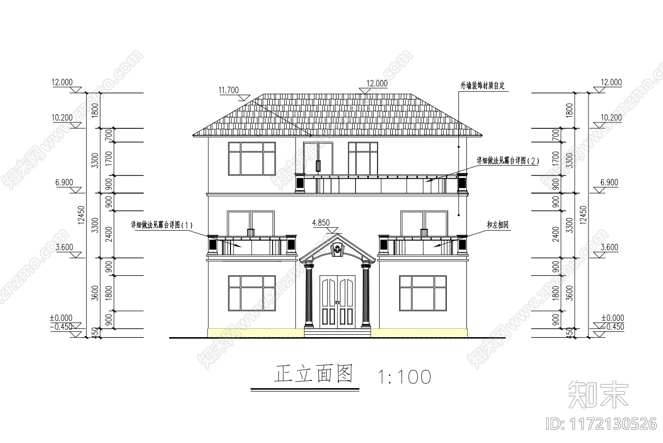 现代别墅建筑cad施工图下载【ID:1172130526】