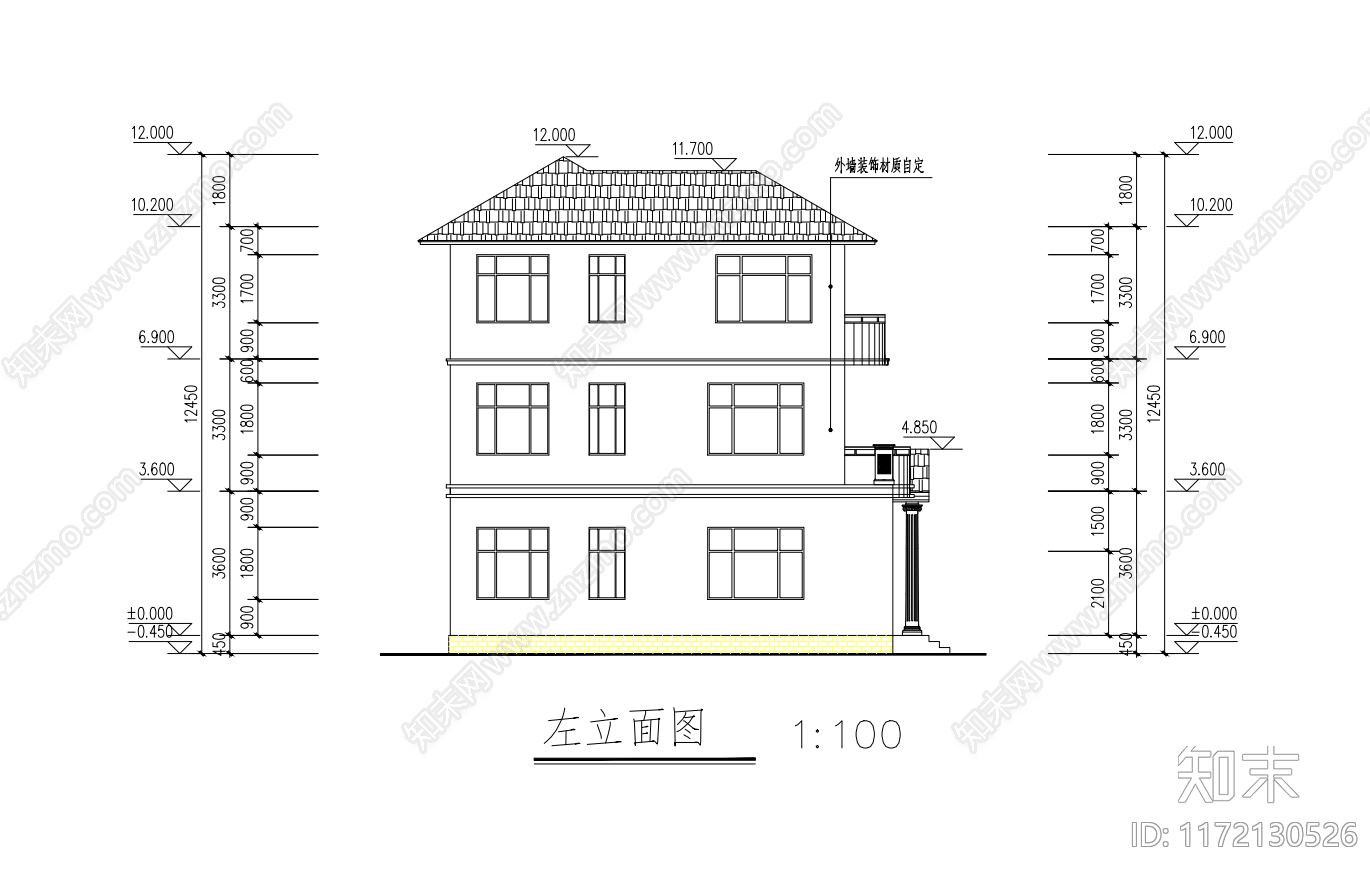 现代别墅建筑cad施工图下载【ID:1172130526】