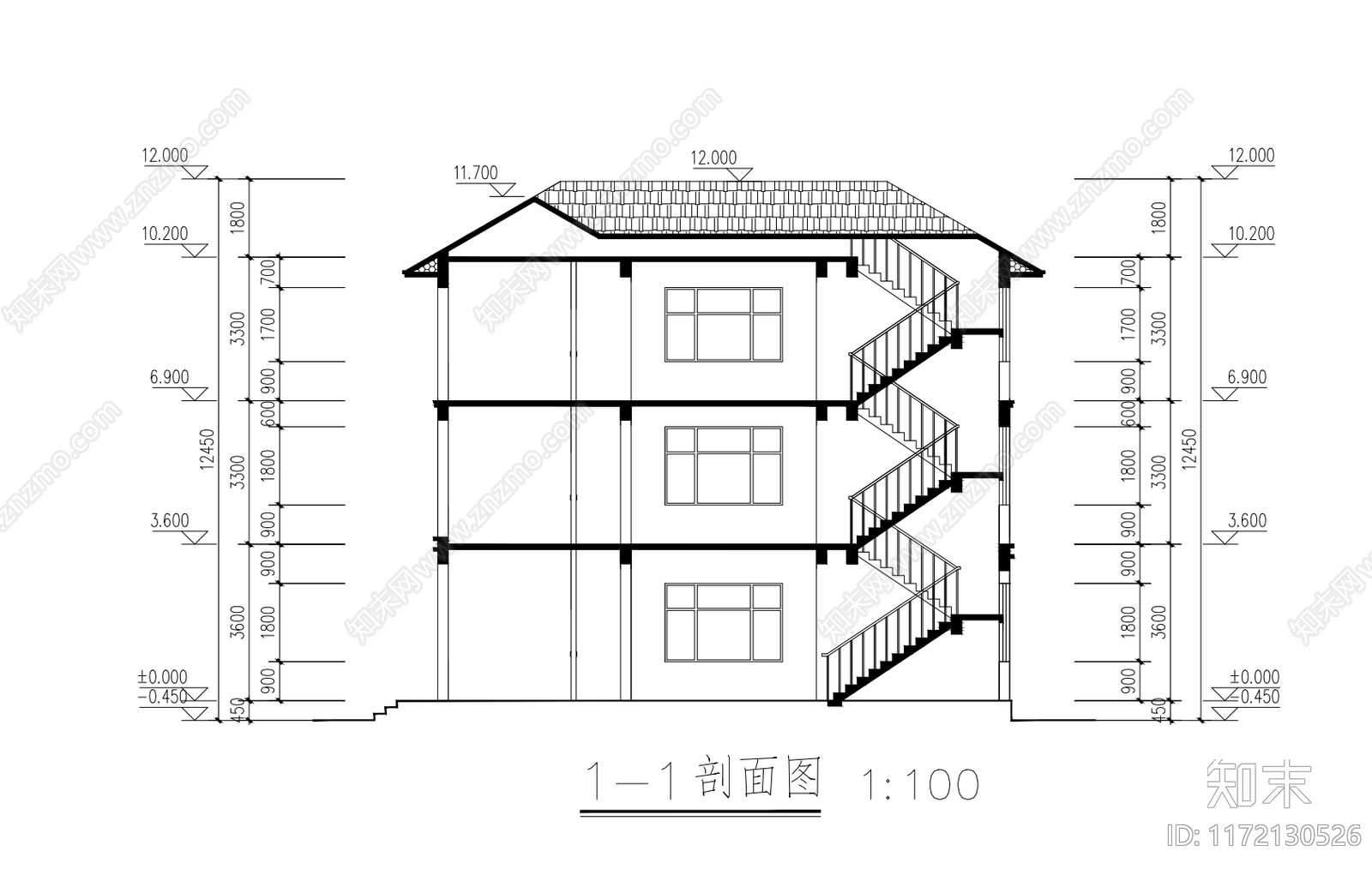 现代别墅建筑cad施工图下载【ID:1172130526】