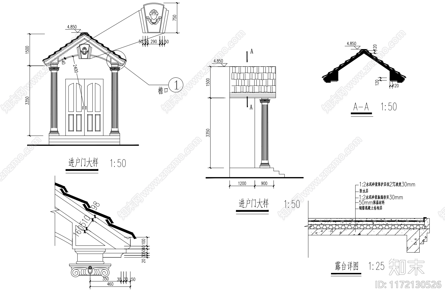 现代别墅建筑cad施工图下载【ID:1172130526】