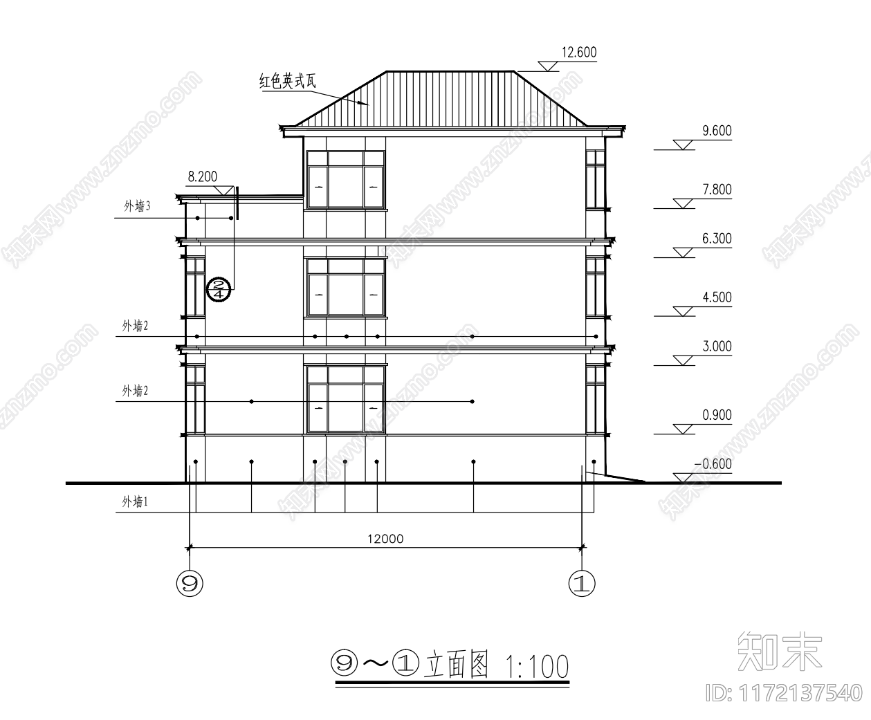 现代别墅建筑cad施工图下载【ID:1172137540】