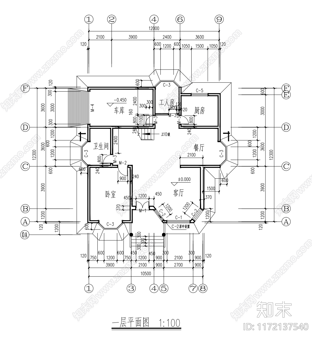 现代别墅建筑cad施工图下载【ID:1172137540】