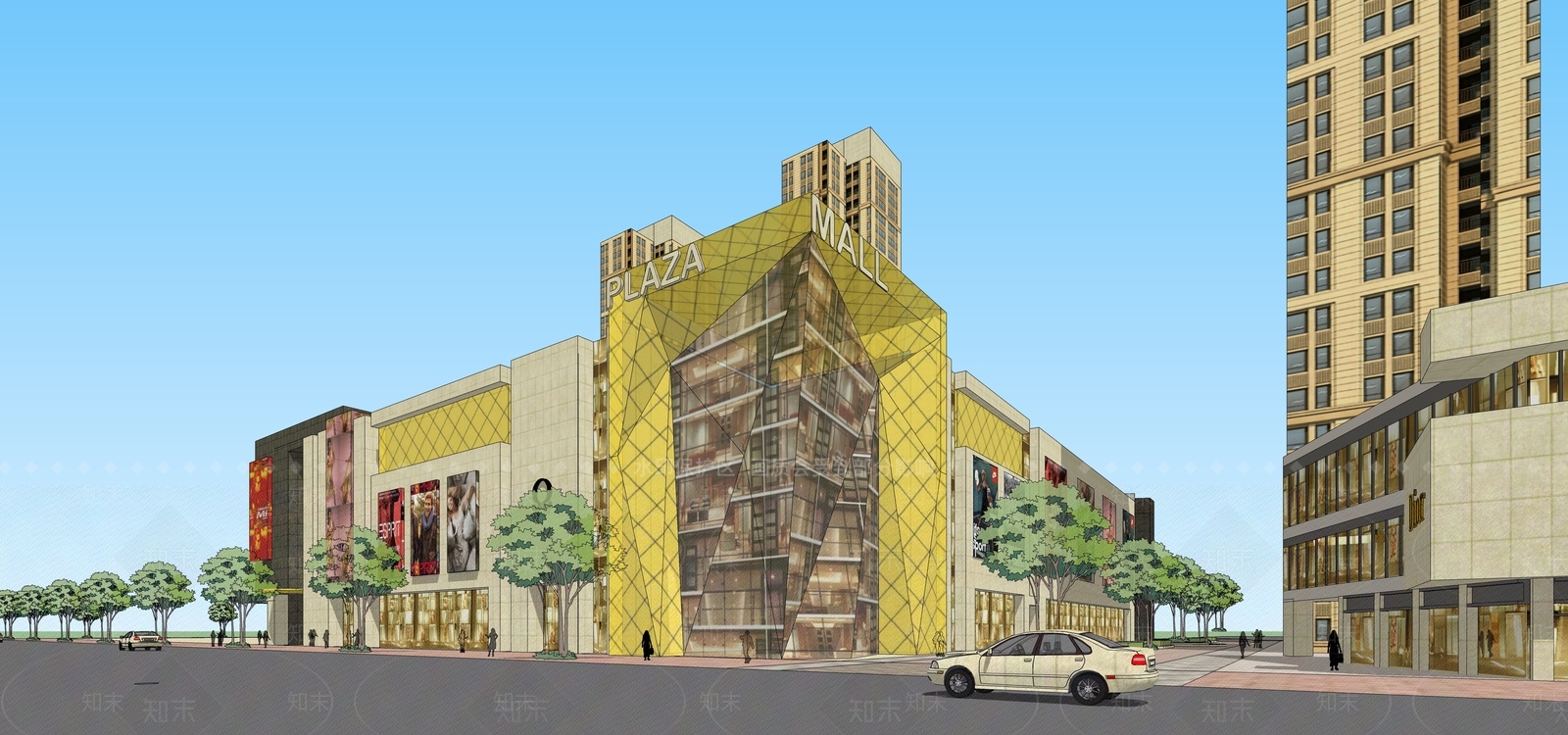现代商场建筑SU模型下载【ID:1172151204】
