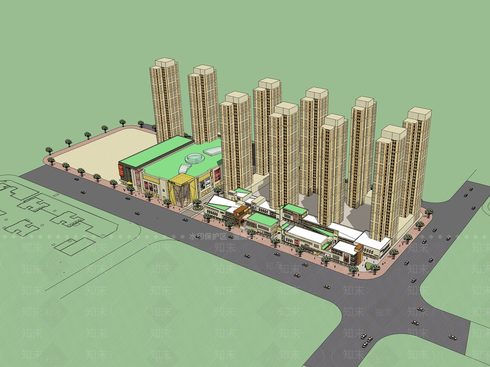 现代商场建筑SU模型下载【ID:1172151204】