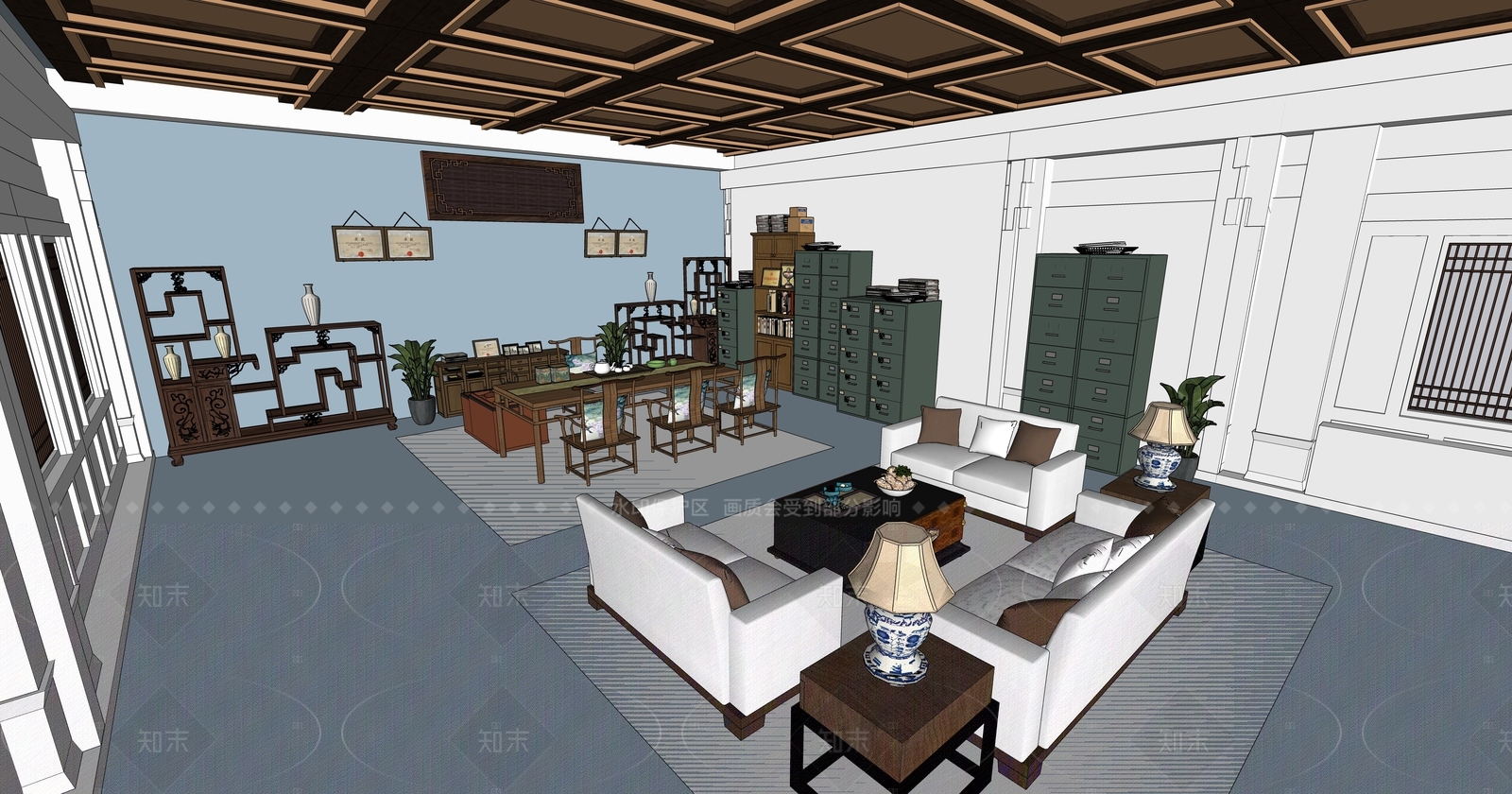 中式古建筑SU模型下载【ID:1215968349】