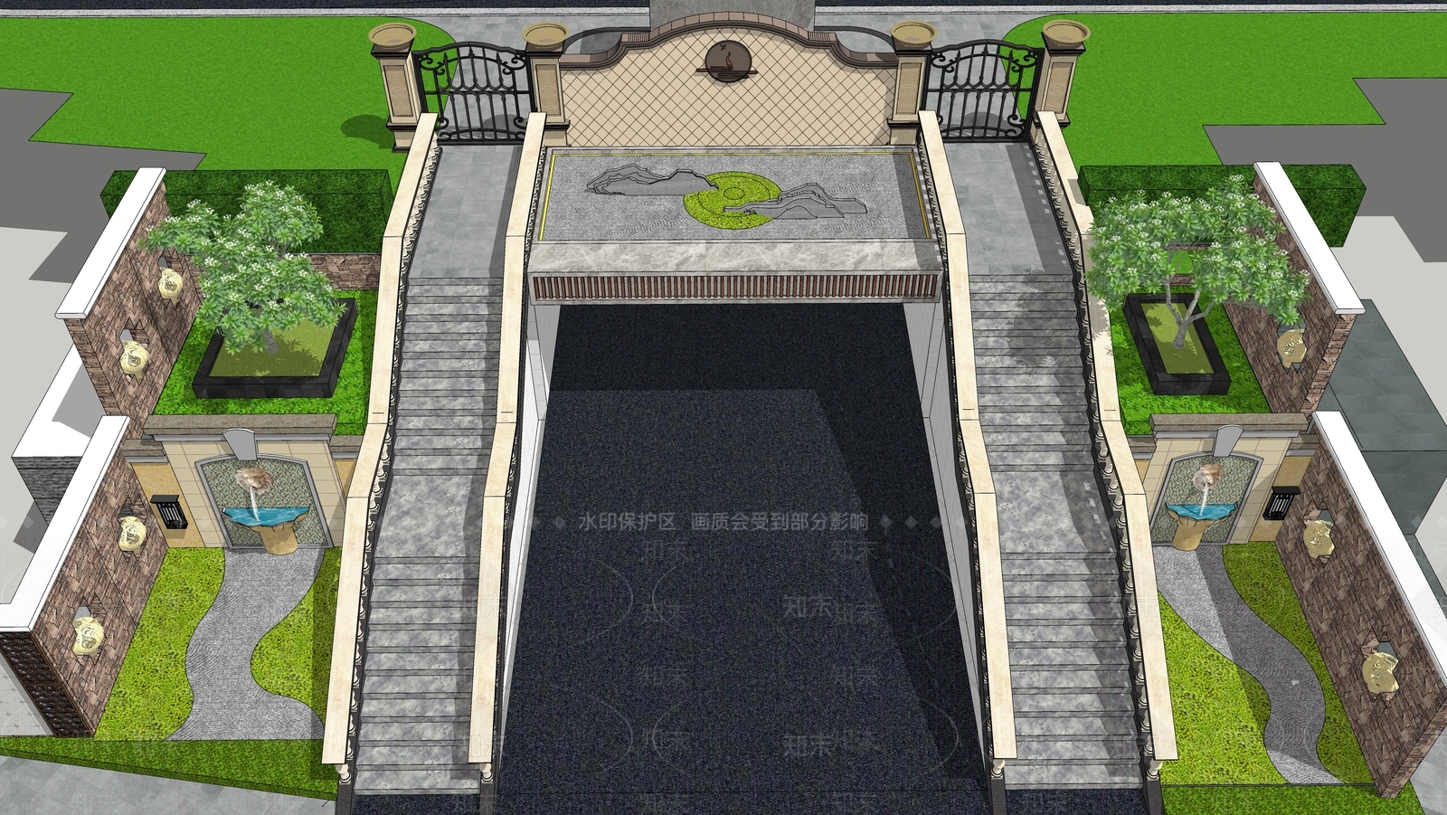 欧式入口大门SU模型下载【ID:1172172484】