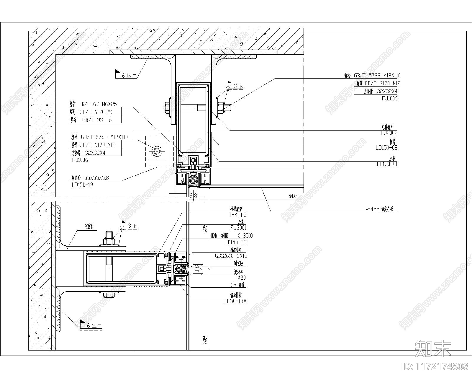 幕墙结构cad施工图下载【ID:1172174808】