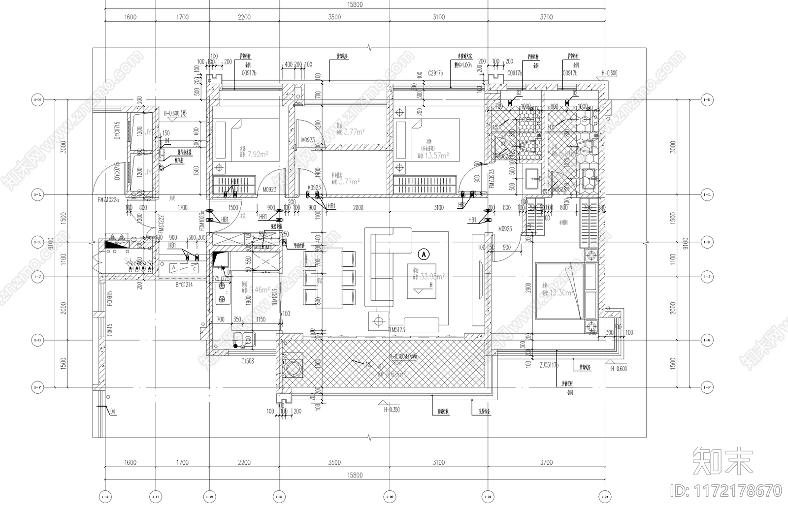 现代住宅楼建筑cad施工图下载【ID:1172178670】