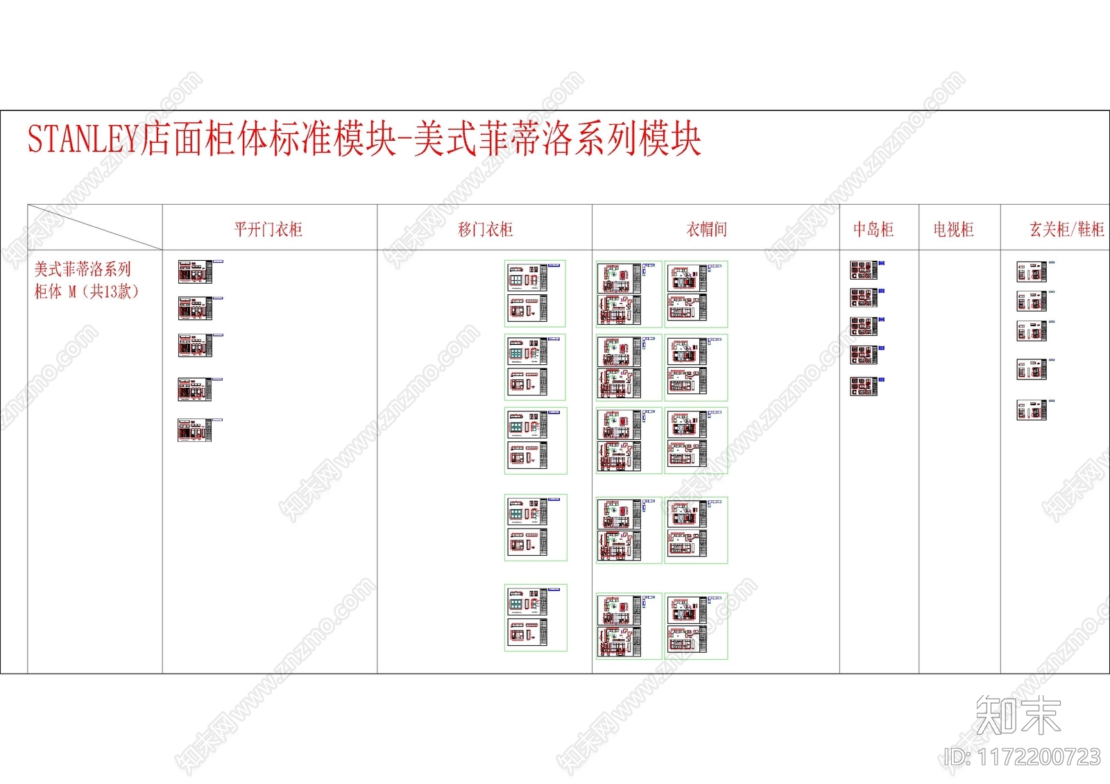 美式柜子cad施工图下载【ID:1172200723】