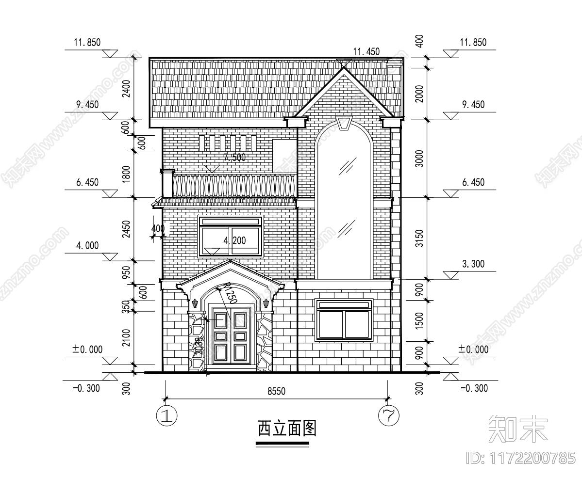 现代别墅建筑cad施工图下载【ID:1172200785】