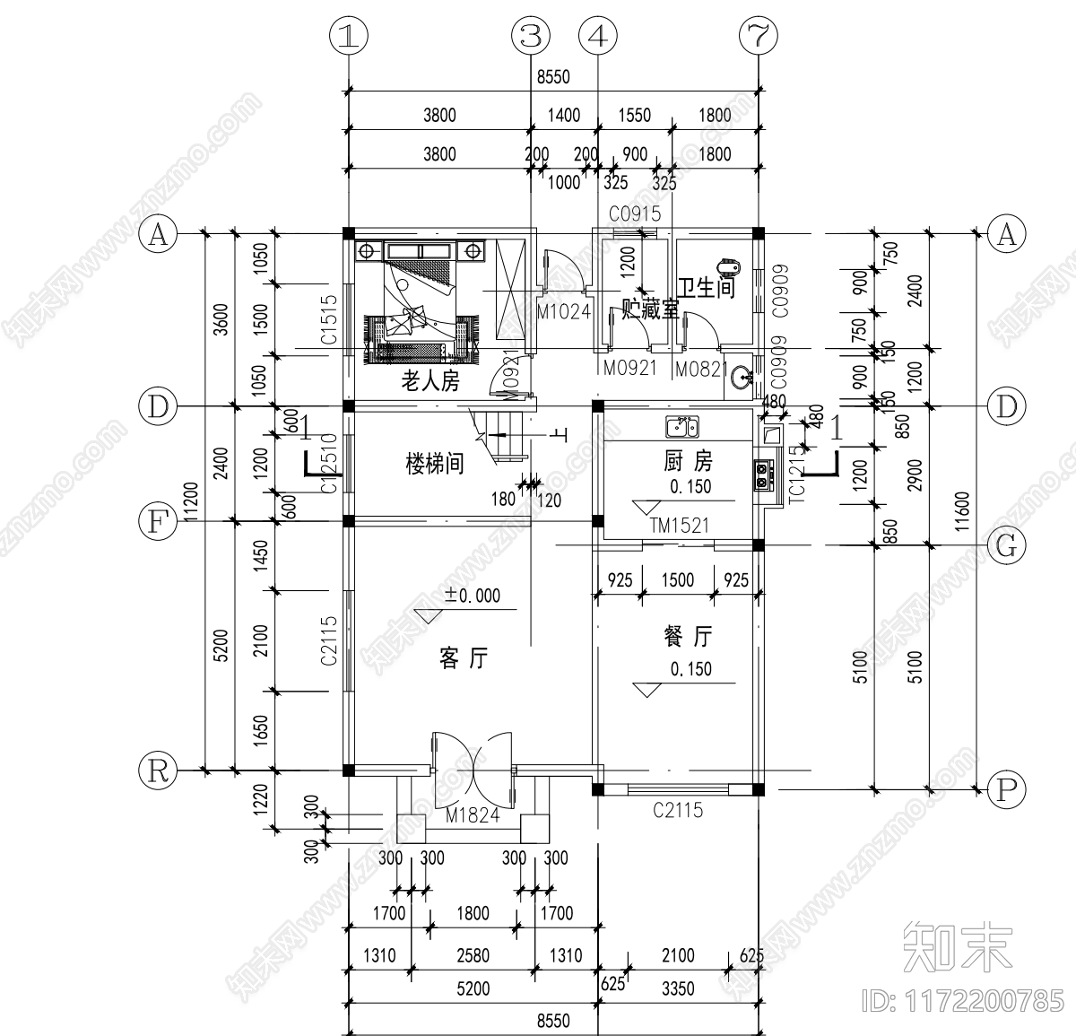 现代别墅建筑cad施工图下载【ID:1172200785】