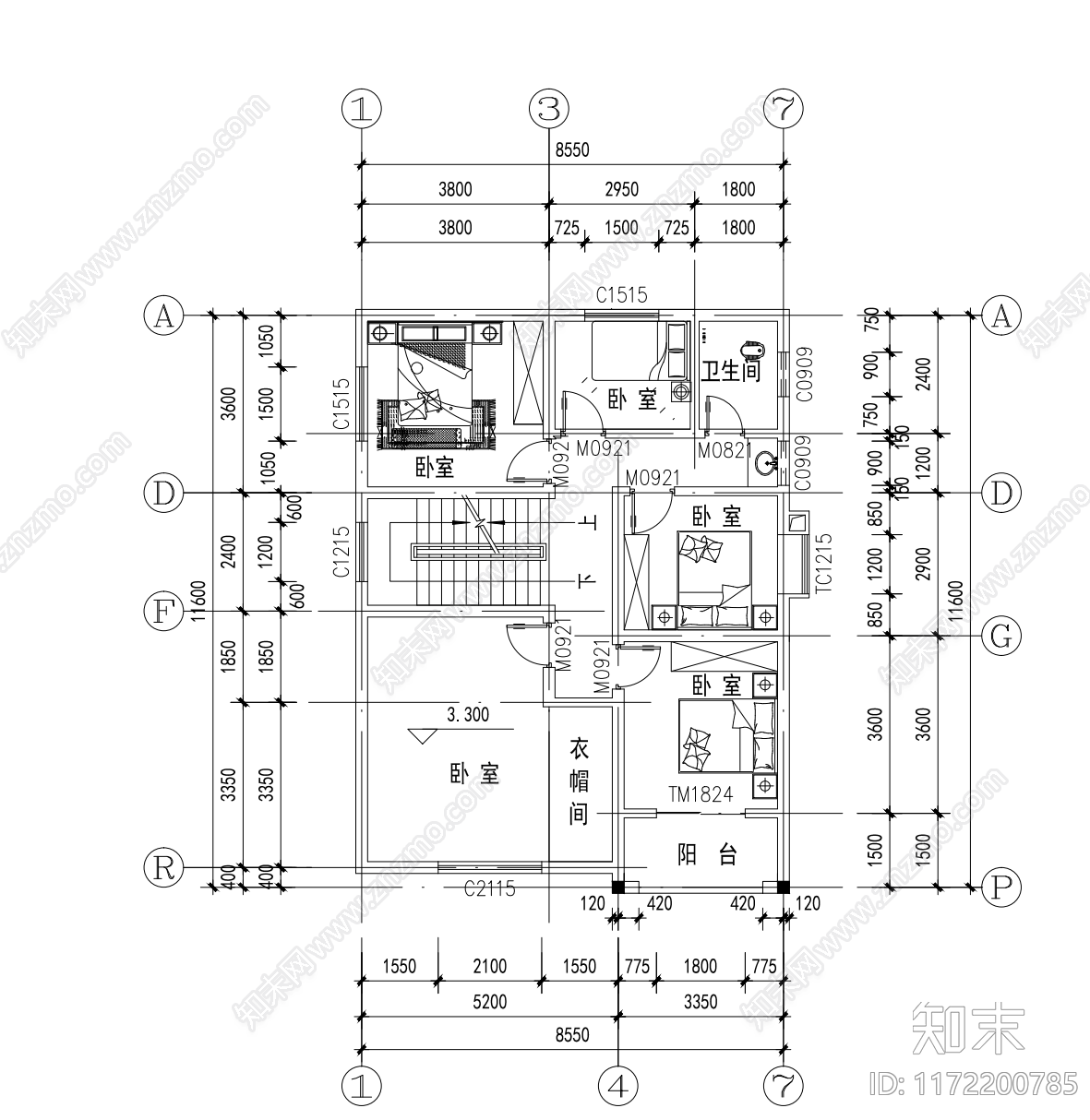 现代别墅建筑cad施工图下载【ID:1172200785】