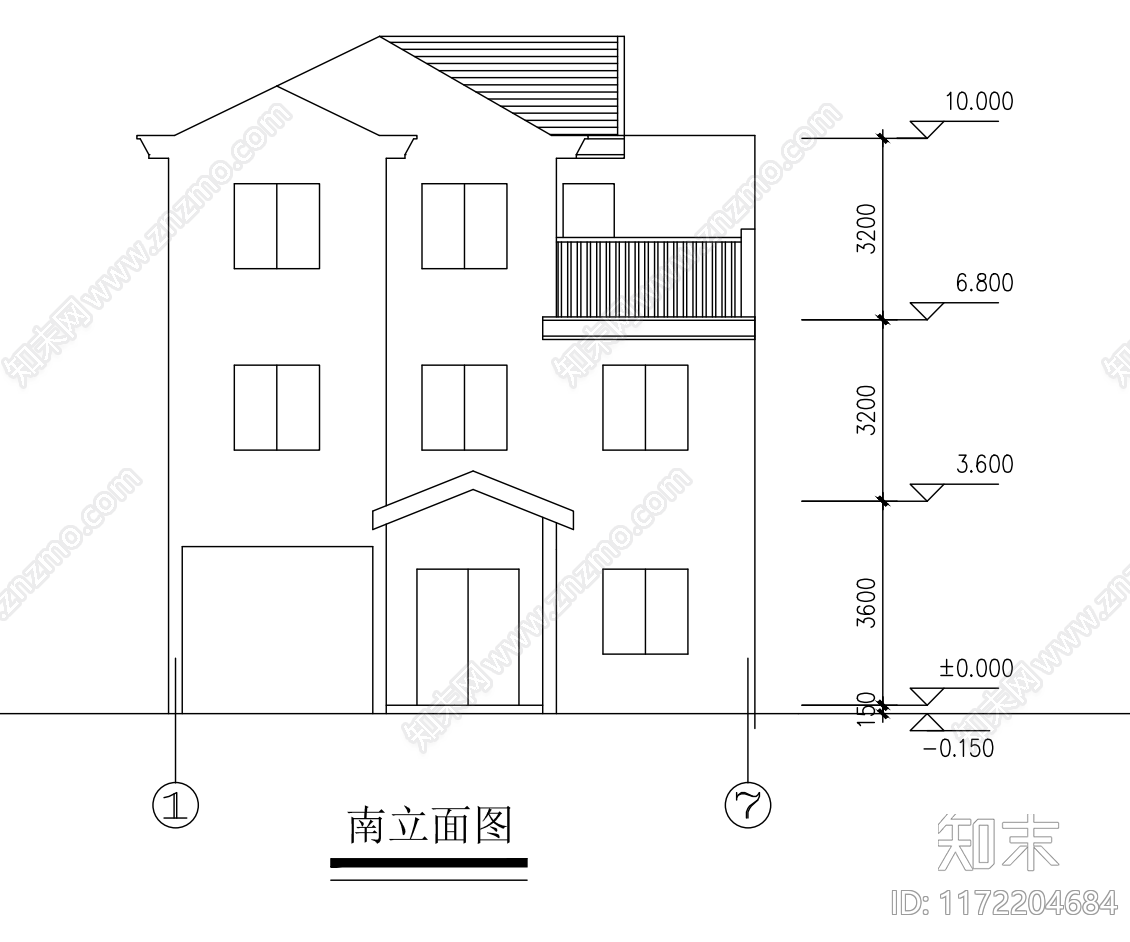 现代别墅建筑cad施工图下载【ID:1172204684】