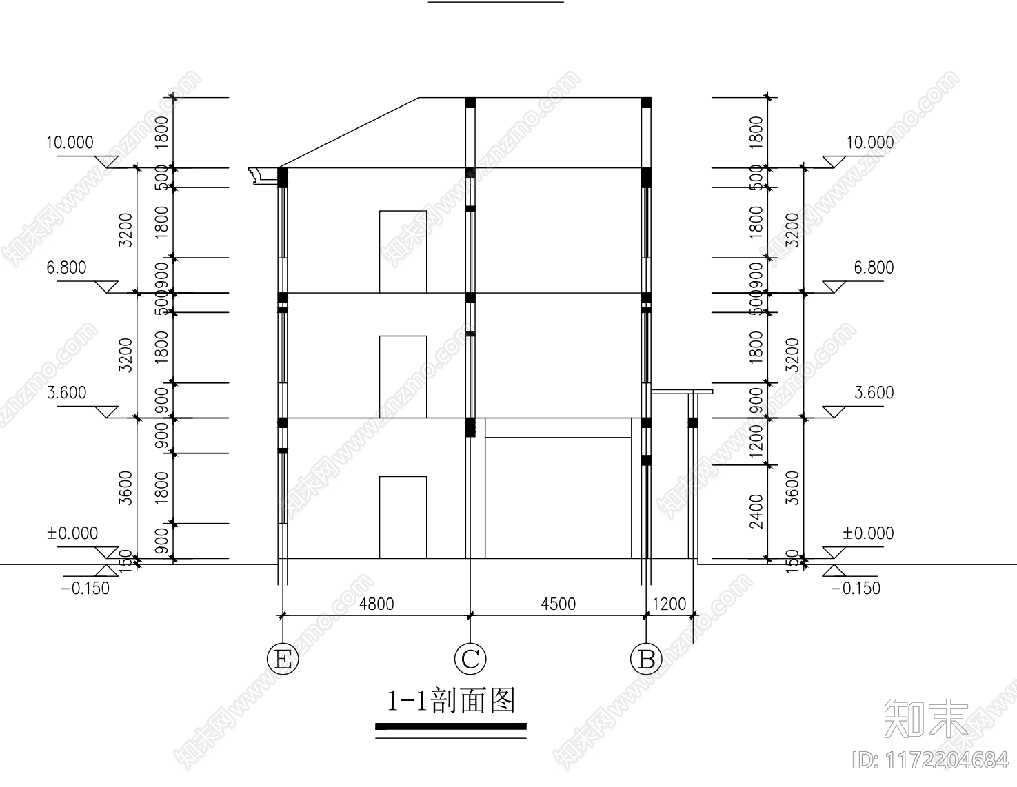 现代别墅建筑cad施工图下载【ID:1172204684】