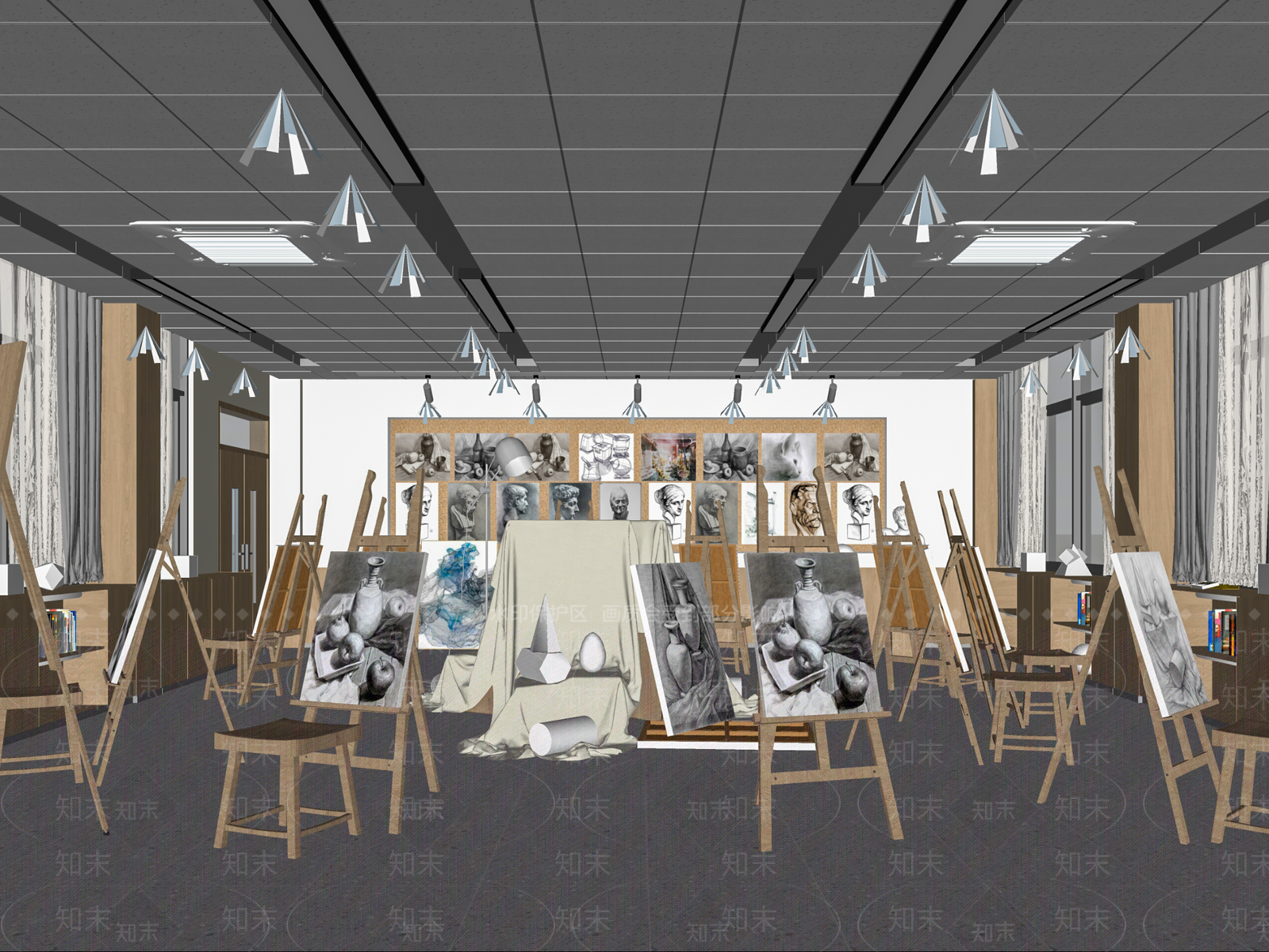 现代简约教室SU模型下载【ID:1172204788】