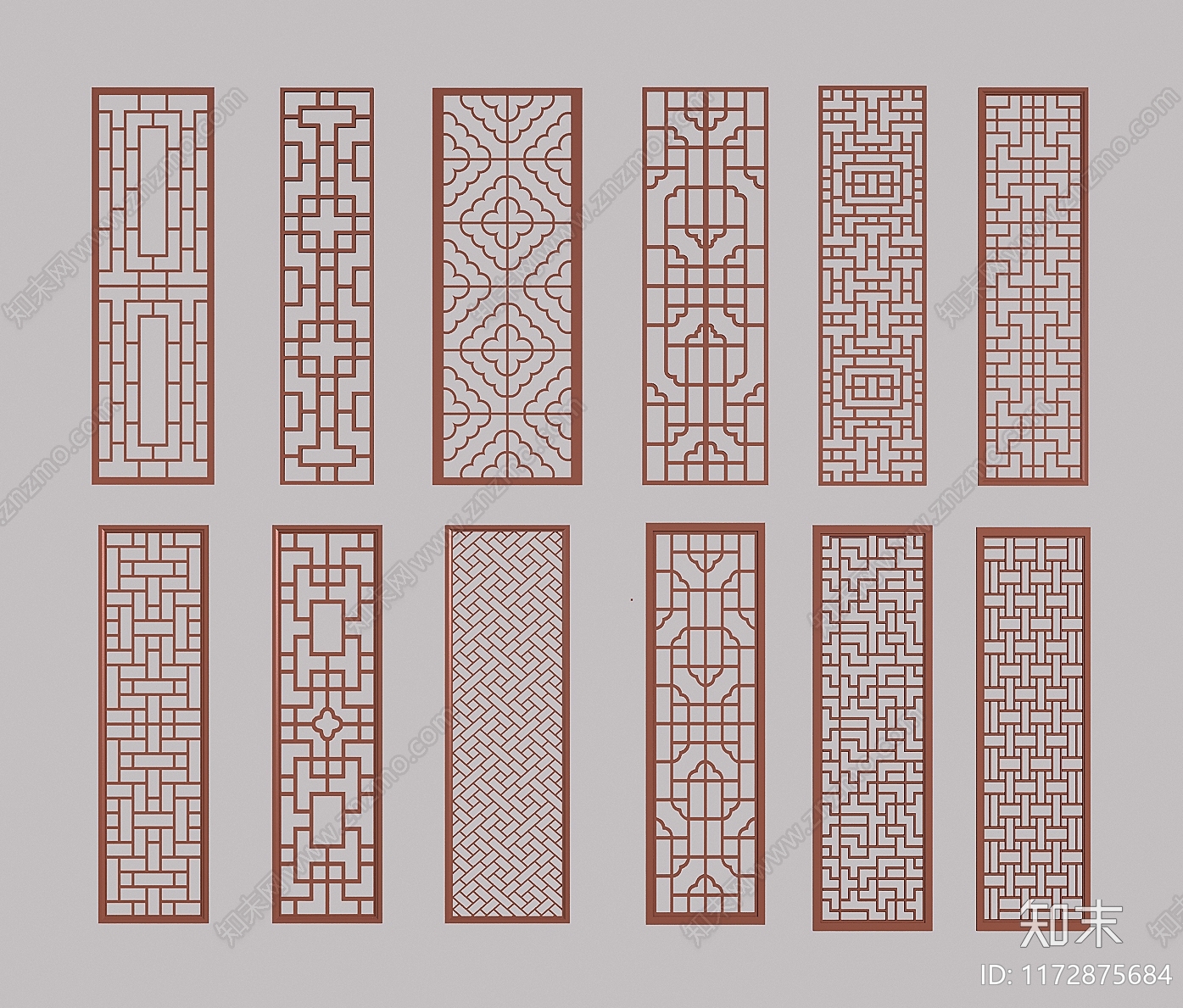 新中式花格3D模型下载【ID:1172875684】