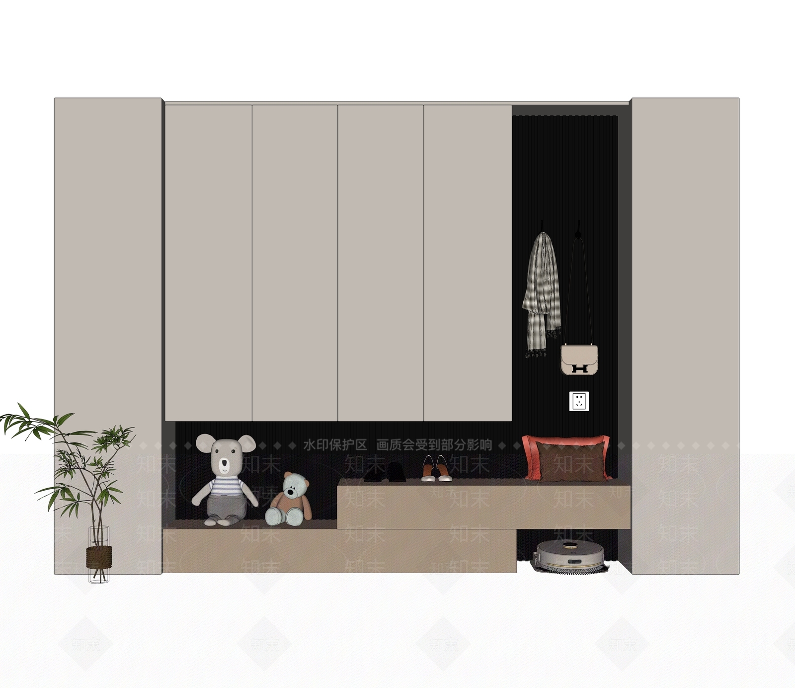 现代鞋柜SU模型下载【ID:1172217867】