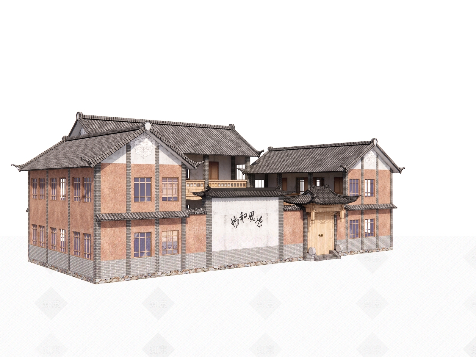 现代新中式四合院SU模型下载【ID:1172217913】