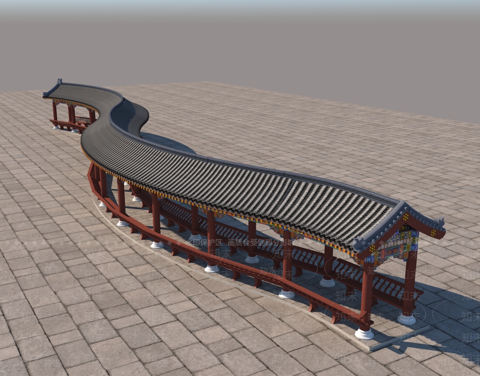 中式新中式廊架3D模型下载【ID:1172218892】