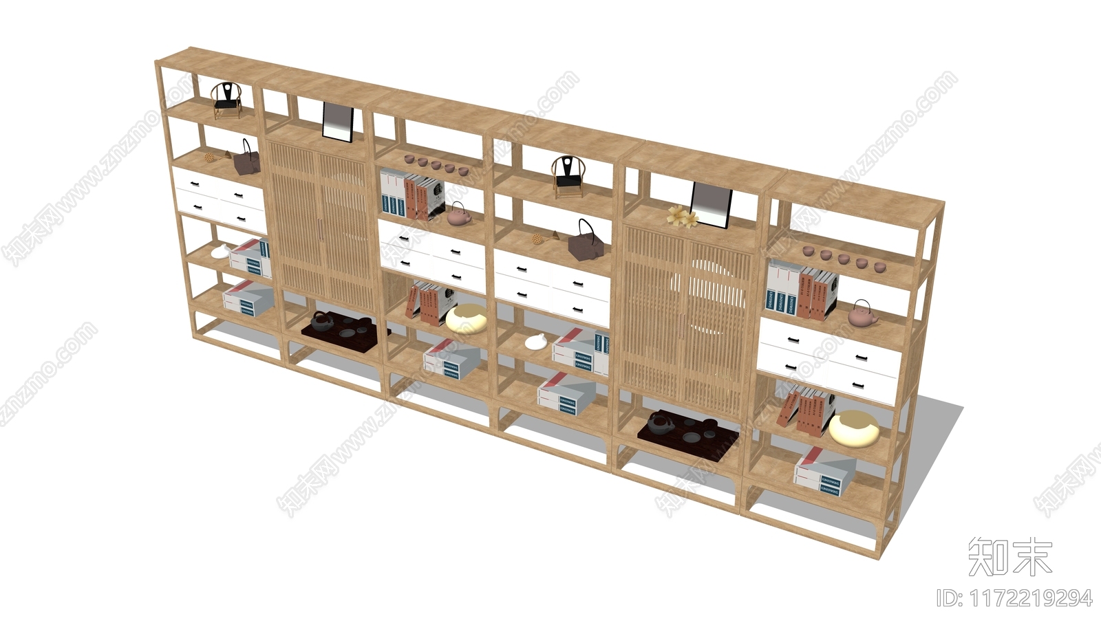 现代原木博古架SU模型下载【ID:1172219294】