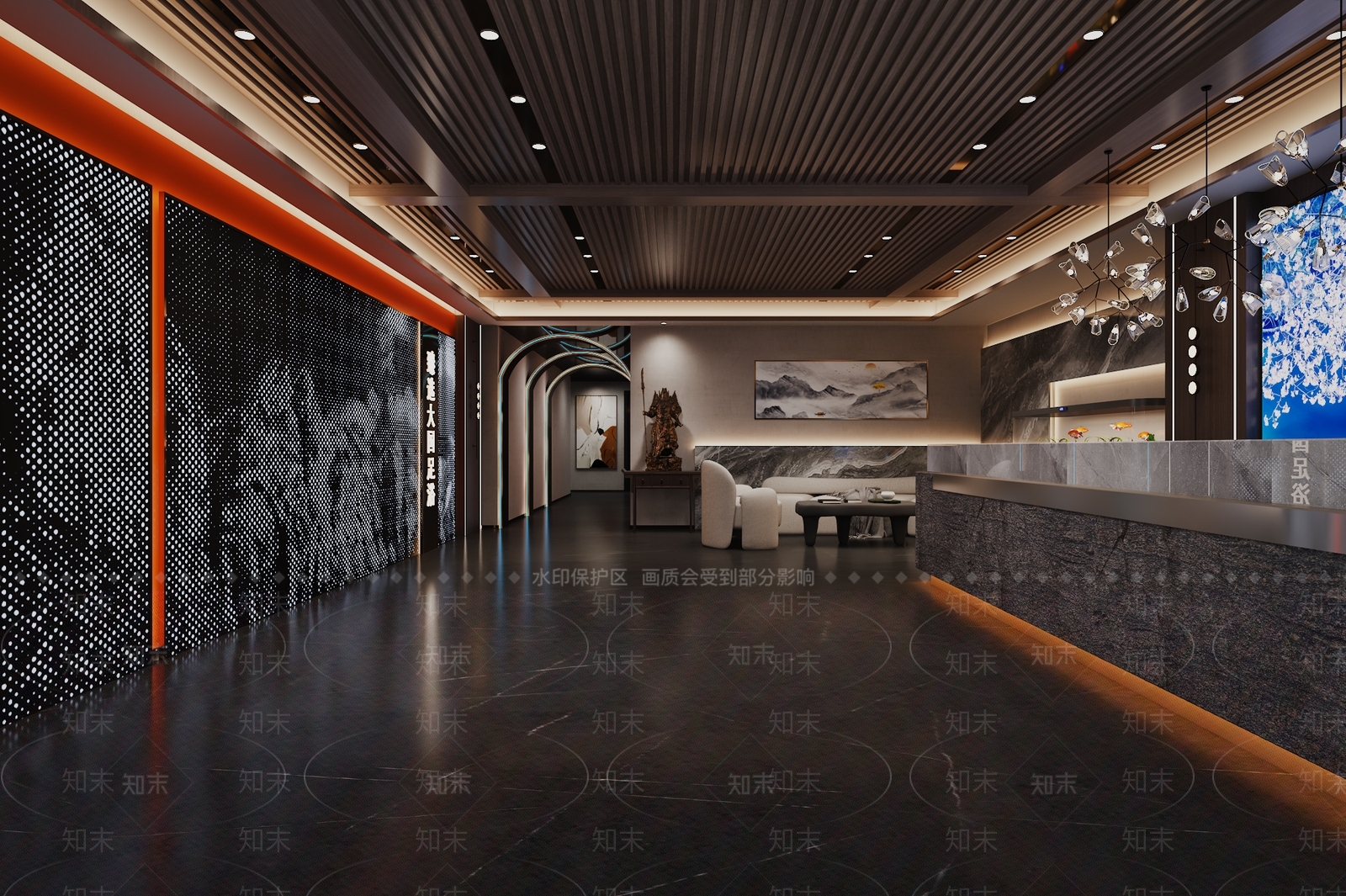 现代新中式足浴店3D模型下载【ID:1172223309】