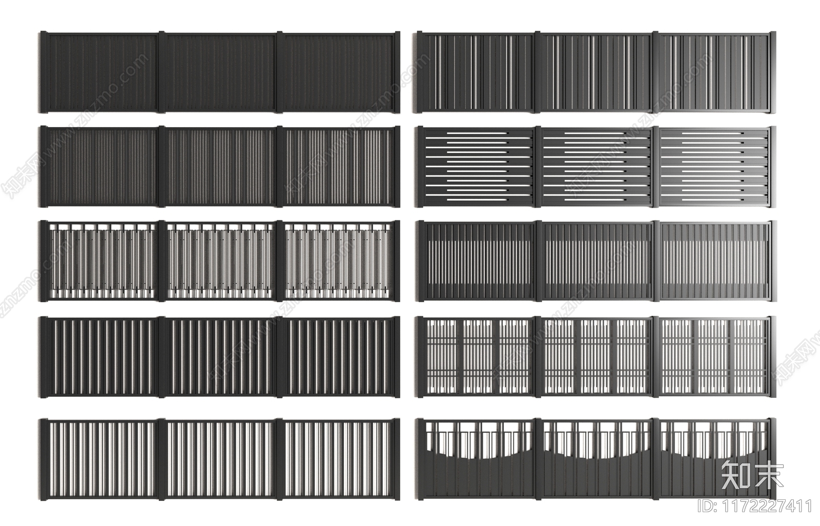 现代围栏护栏SU模型下载【ID:1172227411】