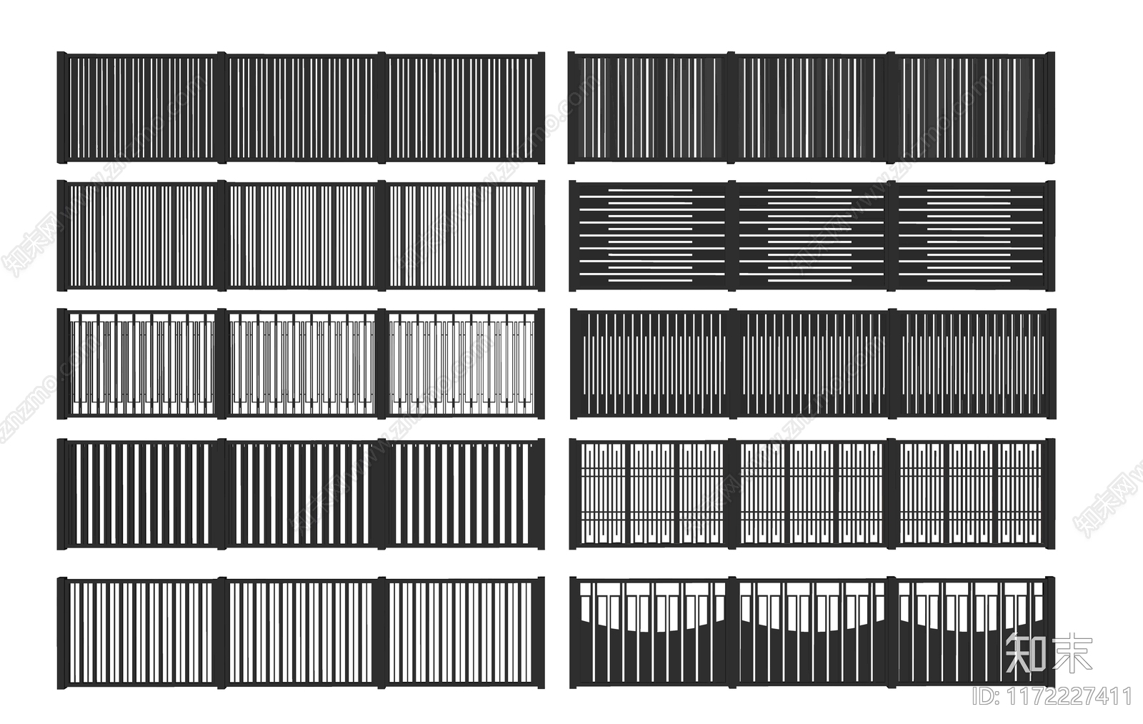 现代围栏护栏SU模型下载【ID:1172227411】