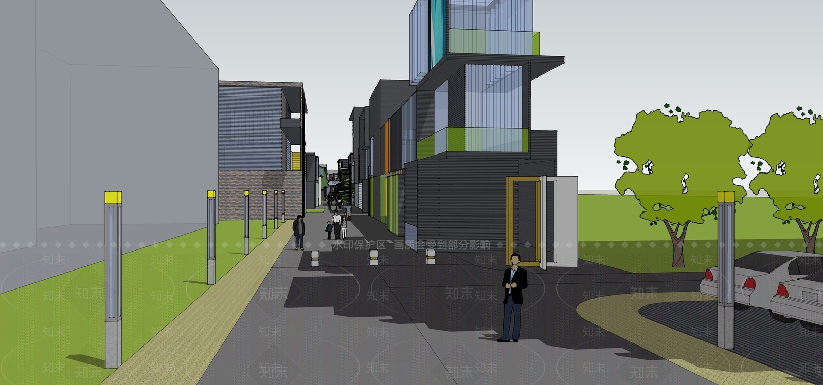 现代商场建筑SU模型下载【ID:1172232670】
