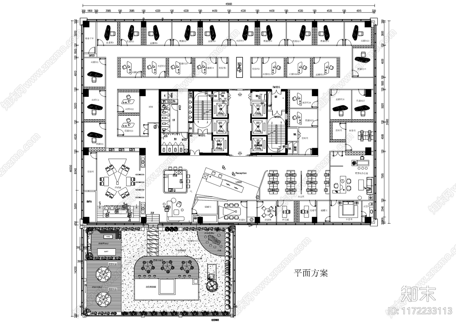 现代直播间施工图下载【ID:1172233113】