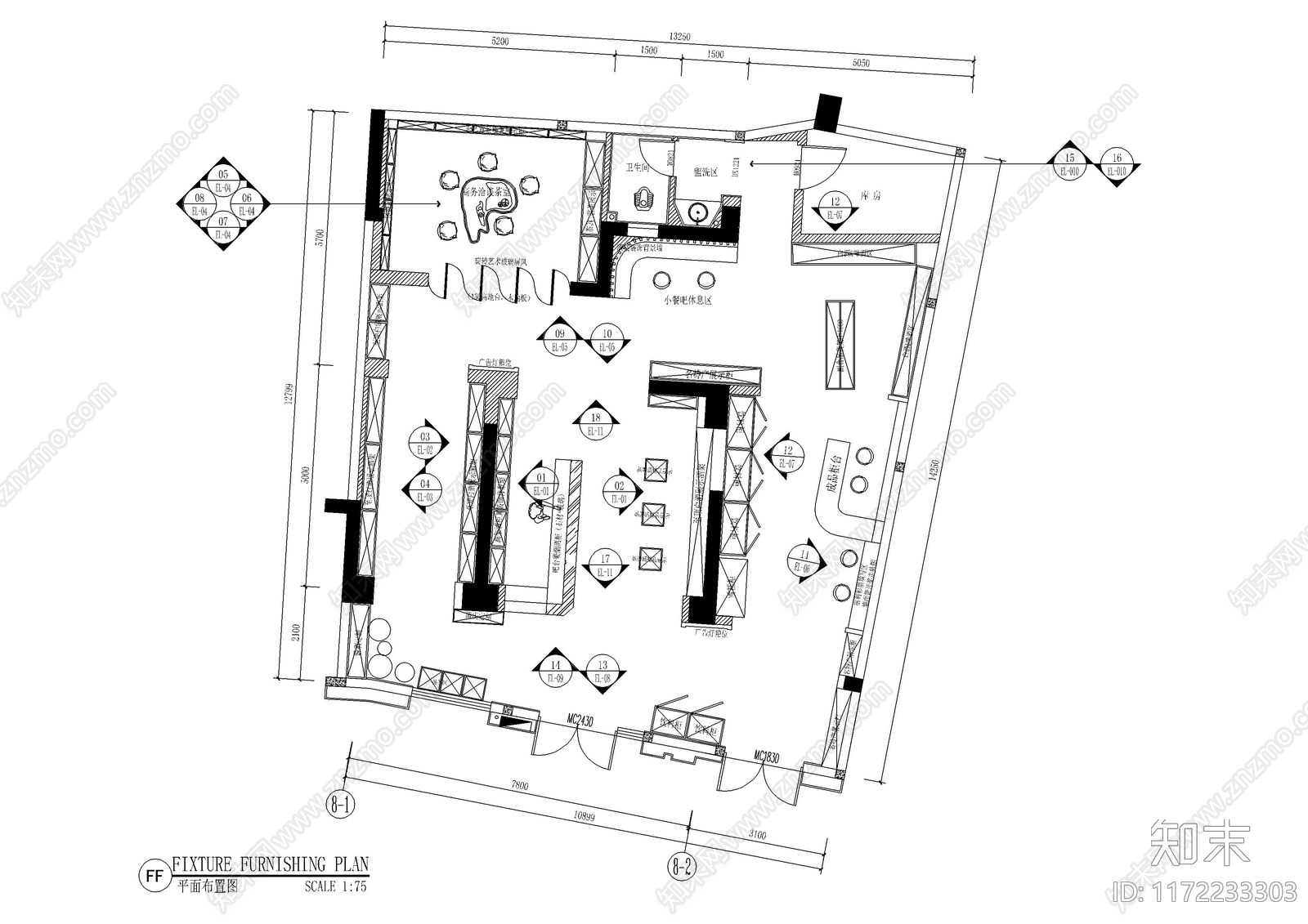 现代新中式便利店施工图下载【ID:1172233303】