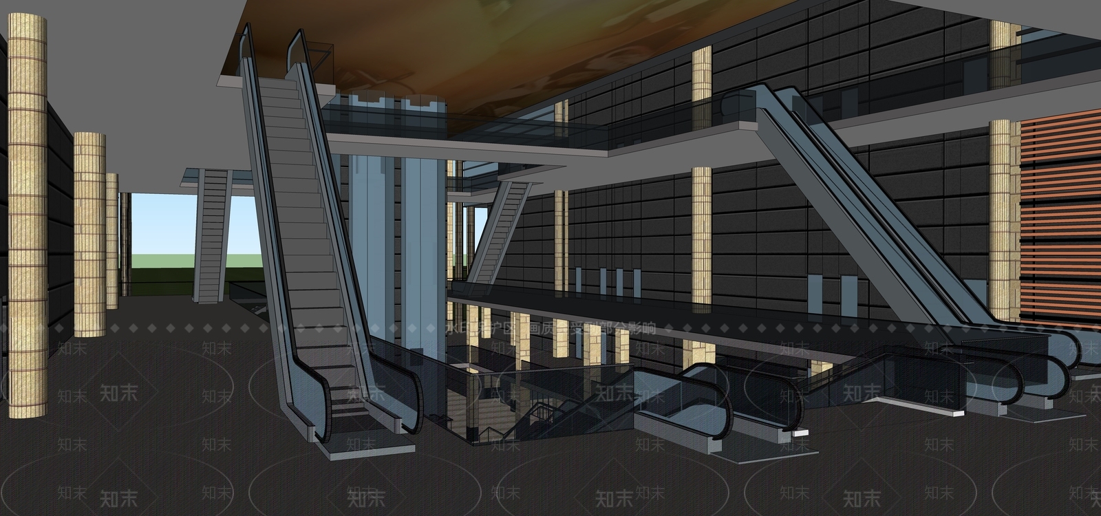 现代商场建筑SU模型下载【ID:1172234776】