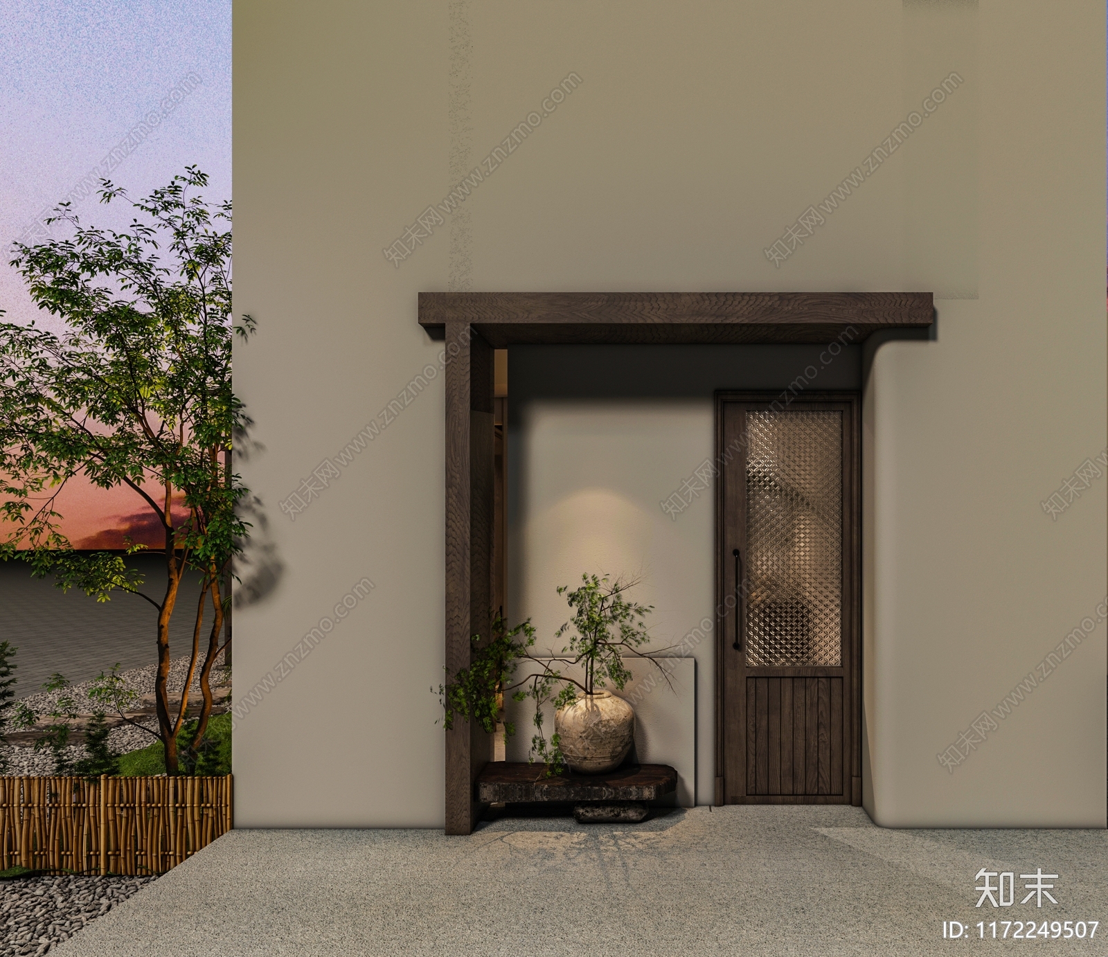 新中式侘寂庭院3D模型下载【ID:1172249507】