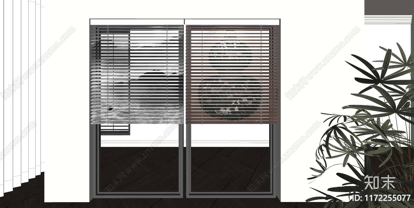 现代新中式百叶窗SU模型下载【ID:1172255077】