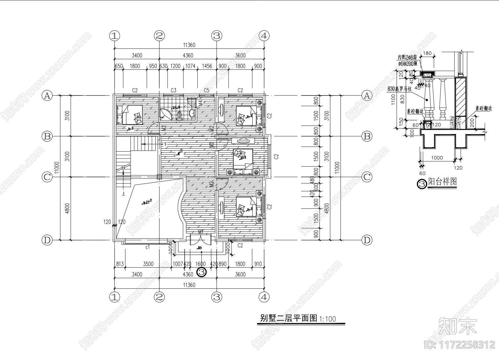 现代别墅建筑cad施工图下载【ID:1172258312】