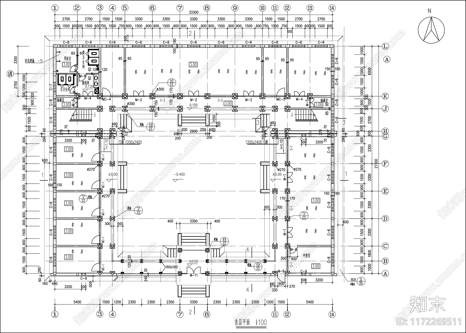 中式四合院cad施工图下载【ID:1172269511】