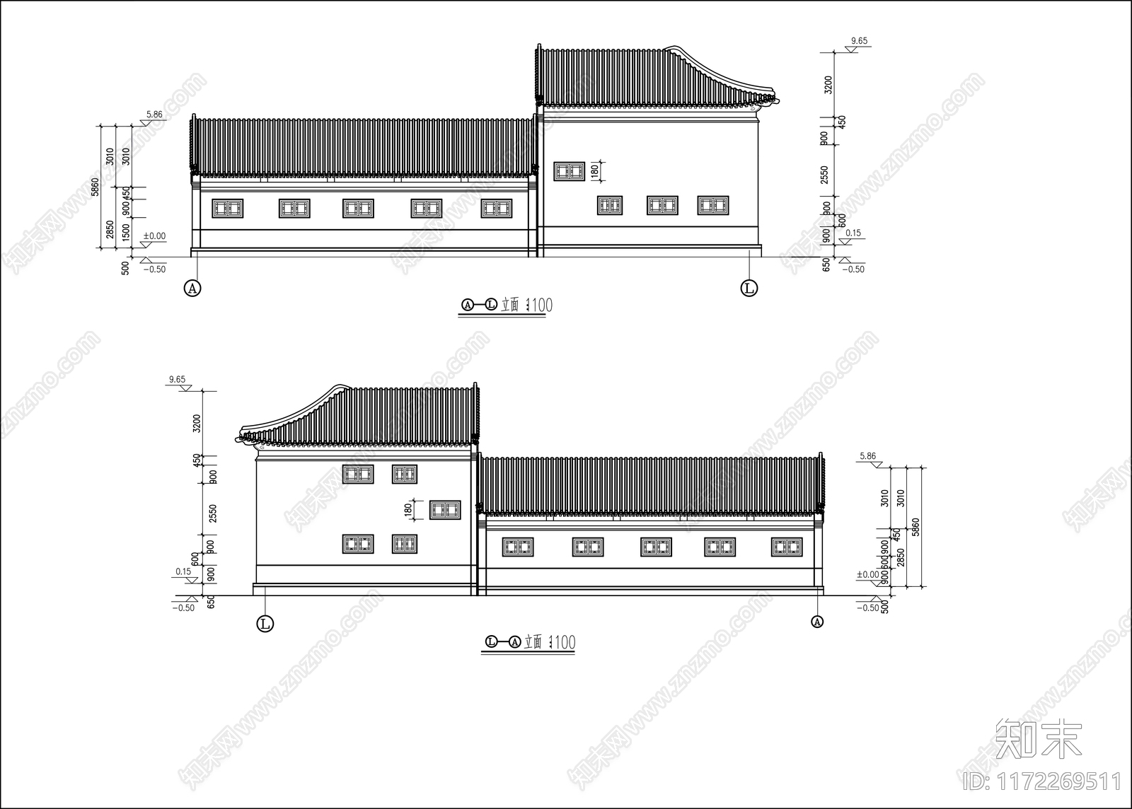 中式四合院cad施工图下载【ID:1172269511】