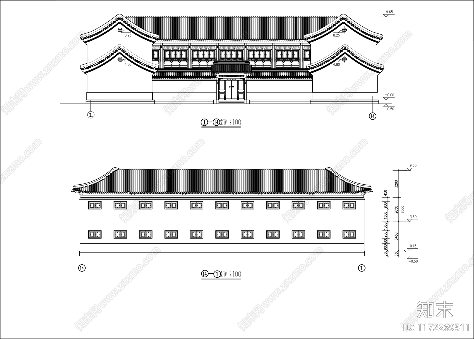 中式四合院cad施工图下载【ID:1172269511】