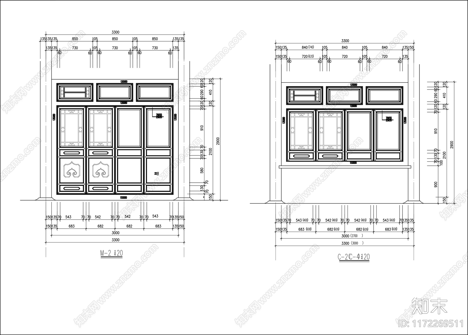 中式四合院cad施工图下载【ID:1172269511】