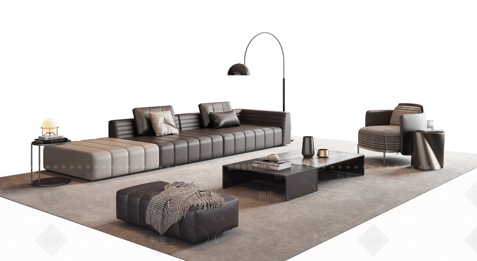 现代意式沙发组合3D模型下载【ID:1172278685】