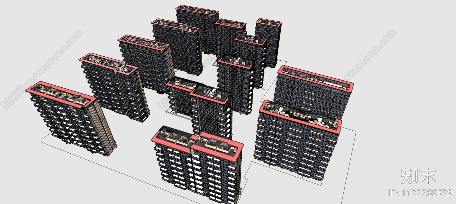 现代轻奢高层住宅SU模型下载【ID:1172280579】