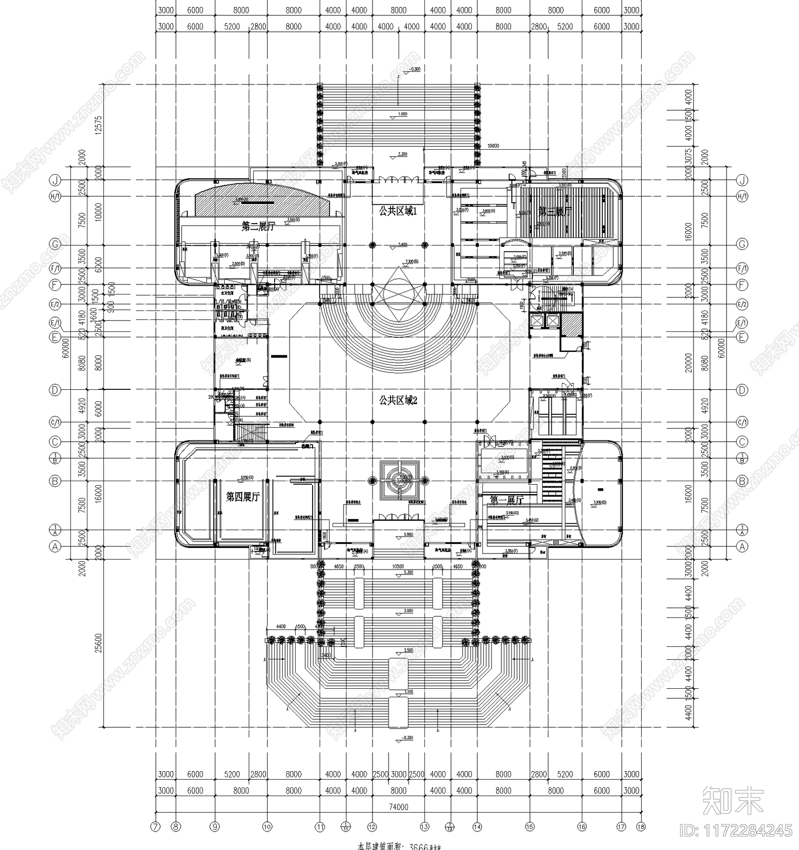 现代博物馆建筑施工图下载【ID:1172284245】