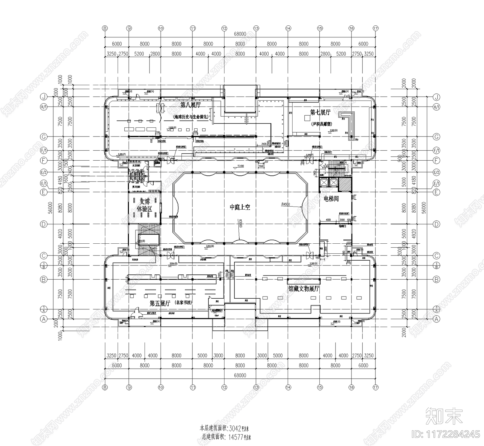 现代博物馆建筑施工图下载【ID:1172284245】