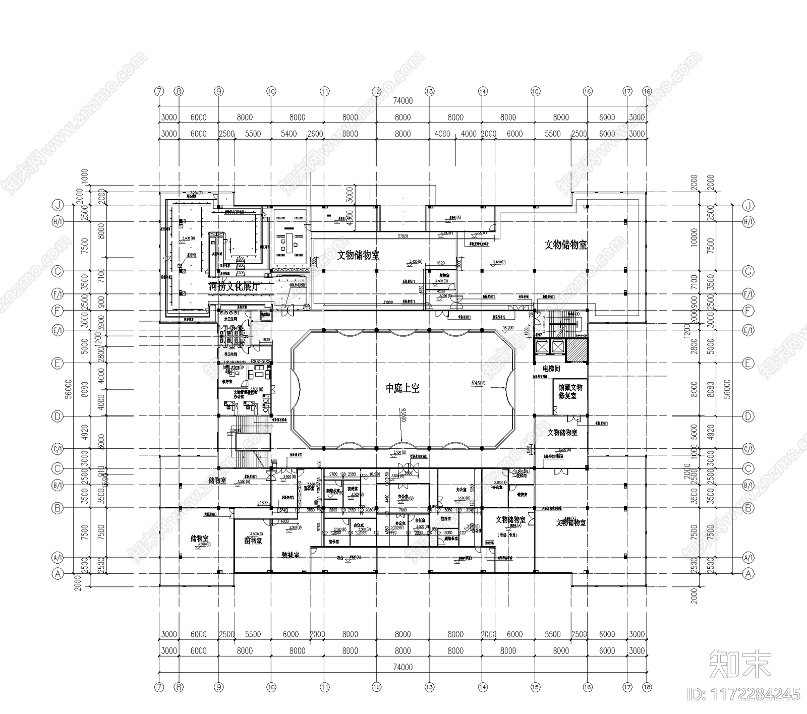 现代博物馆建筑施工图下载【ID:1172284245】