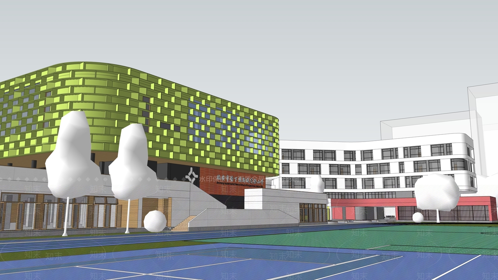 现代学校建筑SU模型下载【ID:1172287719】