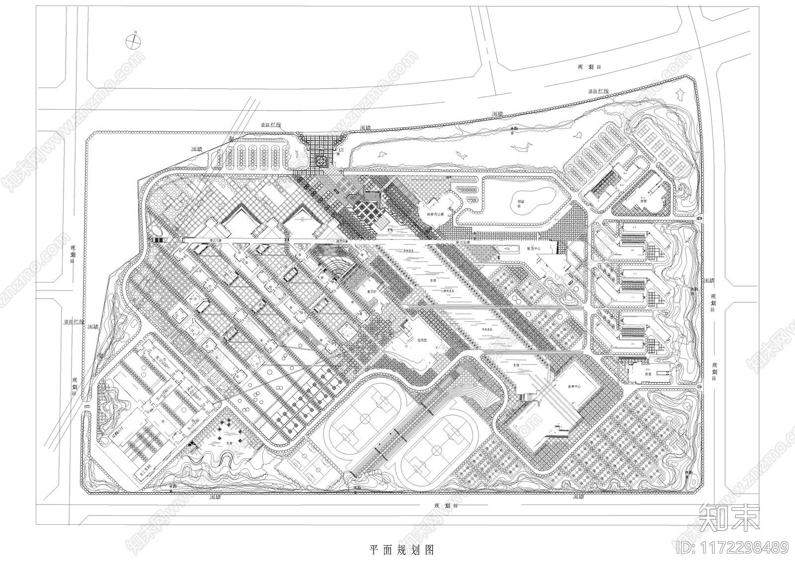 现代校园景观cad施工图下载【ID:1172298489】