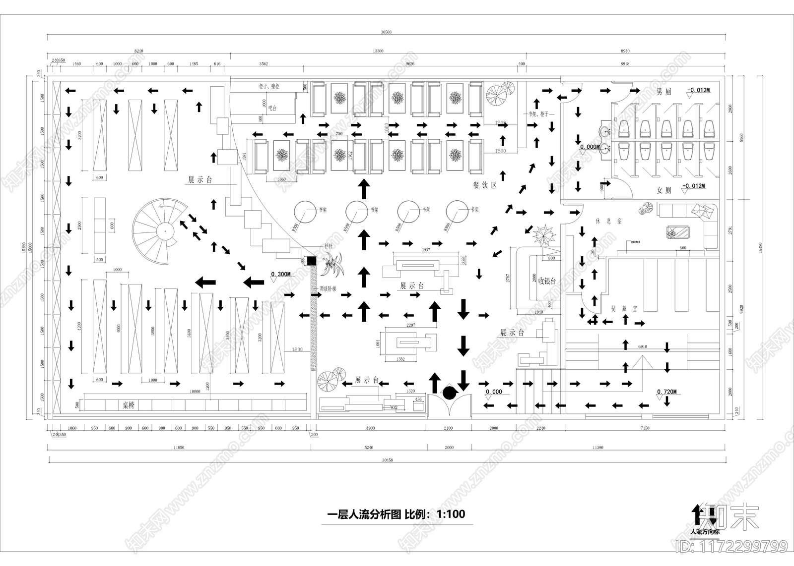 现代书店cad施工图下载【ID:1172299799】