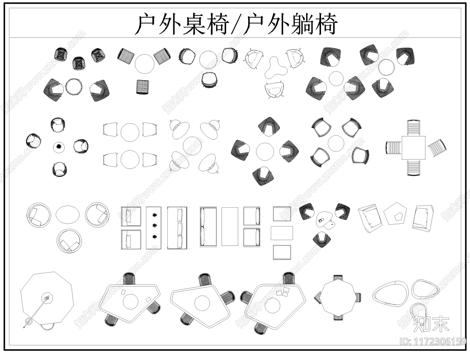 现代桌椅施工图下载【ID:1172306159】