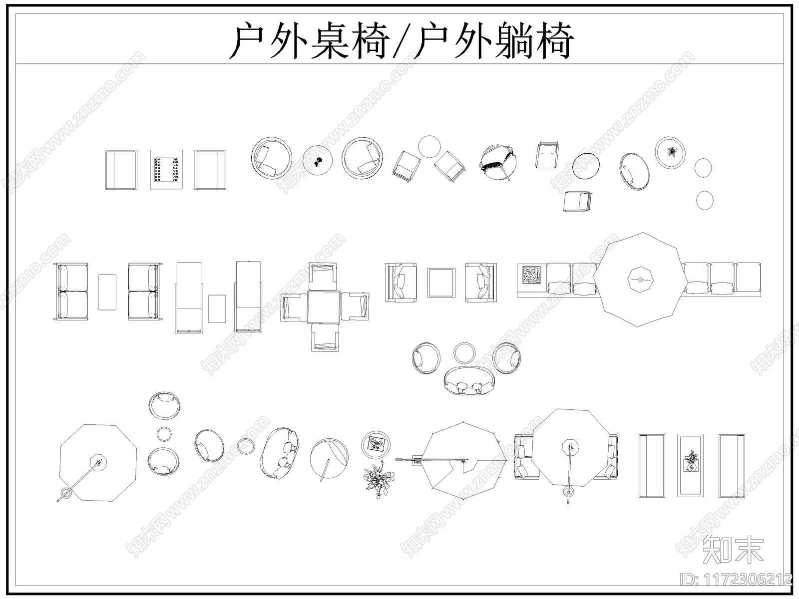 现代桌椅cad施工图下载【ID:1172306212】